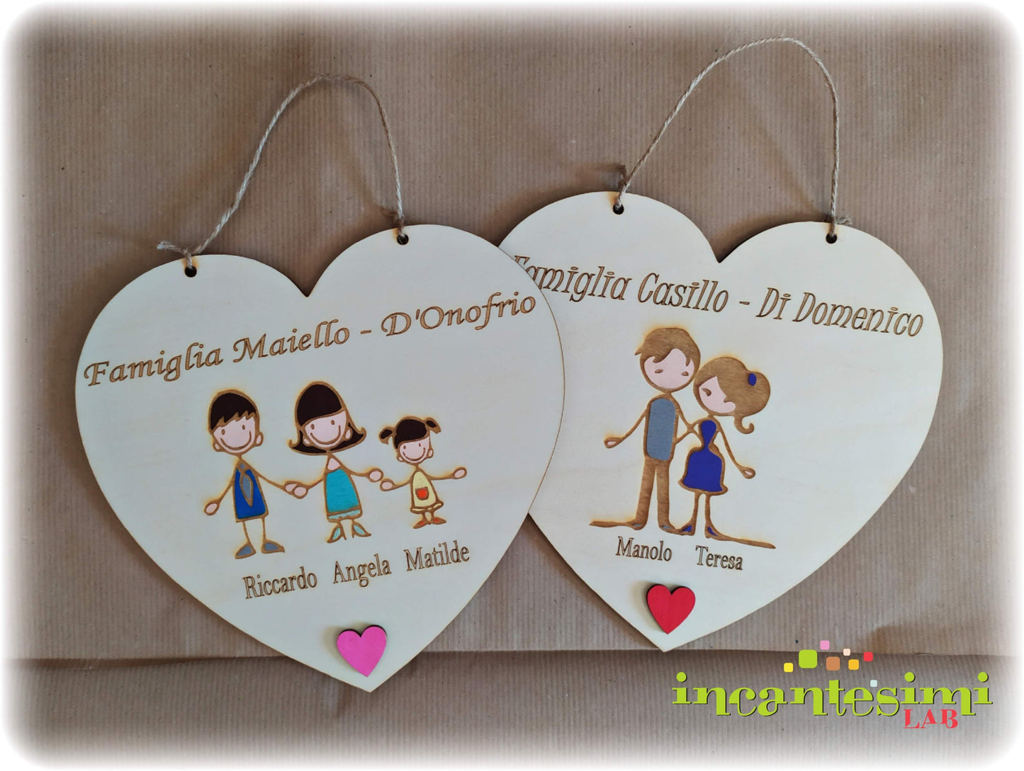 Targa fuoriporta cuore in legno