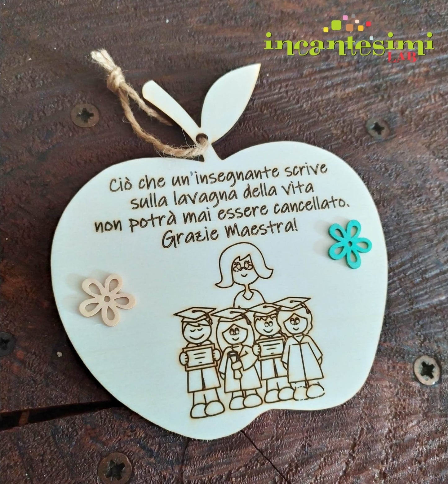 Targa in legno – Idea regalo per maestra